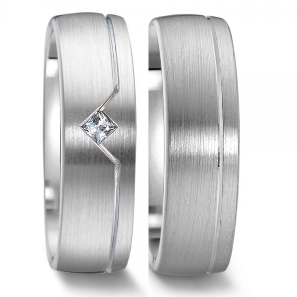 Weidner Trauringe Weissgold 62140 + 72140